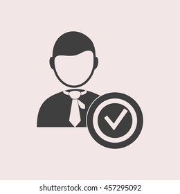 Businessman checkmark web icon. Isolated illustration