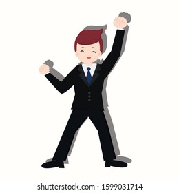 Businessman cheer up concept. Creative idea design. Flat vector illustration for template, brochure, web page or presentation.