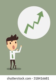 Businessman cheering for positive graph
