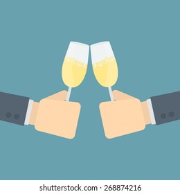 businessman cheers champagne glass