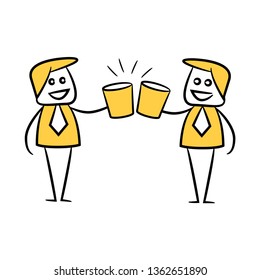 businessman cheers yellow doodle design