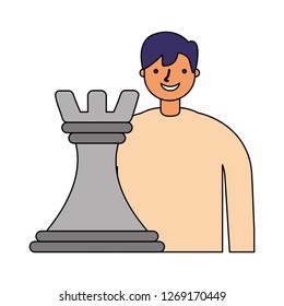 businessman with chess piece strategy