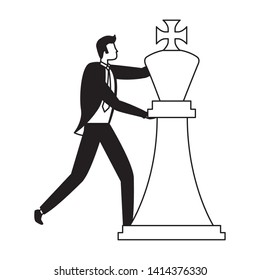 businessman chess piece strategy business success vector illustration