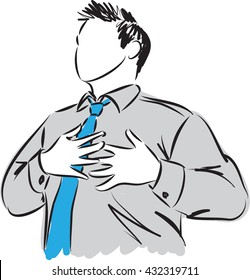 Businessman Chest Pain Gesture Illustration