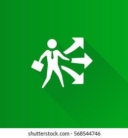 Businessman choice icon in Metro user interface color style. Business option career arrows