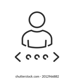 Icono de elección de hombre de negocios en la interfaz de usuario. Flechas profesionales de opción de negocio. Icono de elección de usuario