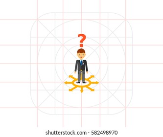 Businessman at choice of right solution