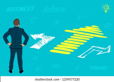A businessman chooses the best way to achieve an idea