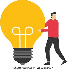 Businessman choosing the best ideas, Vector illustration in flat style