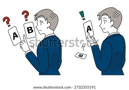 Businessman Choosing Between Two Options Illustration