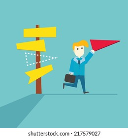Businessman choosing of a choice,vector,illustration.