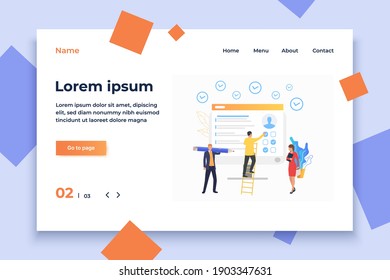 Empresario eligiendo opciones en el ordenador. Perfil, caza de cabezas, candidato. Concepto de empleo. La ilustración vectorial puede utilizarse para temas como la caza de cabezas, negocios, Internet