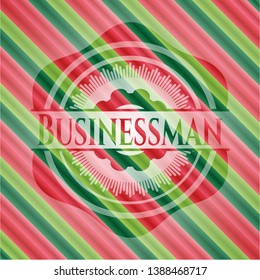 Businessman christmas emblem. Vector Illustration. Detailed.