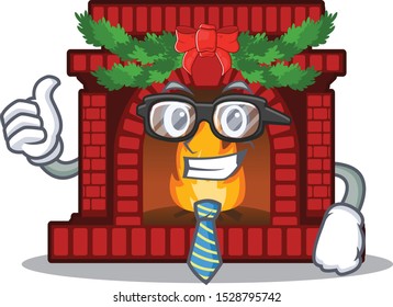 Businessman christmas fireplace in the cartoon shape