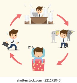 Businessman circle work set vector illustration