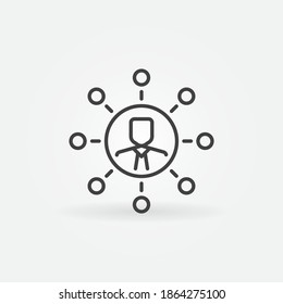 Businessman with Circles outline vector Network concept icon or symbol