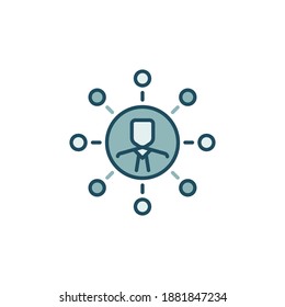 Businessman and Circles vector Networking concept colored icon or design element