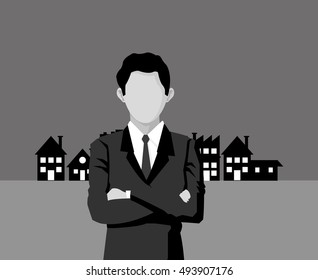 businessman with city background image