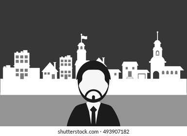 businessman with city background image