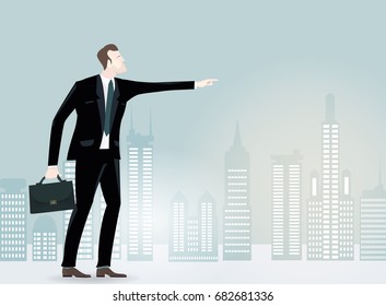 Businessman in the City representing professional success. Business concept collection. 