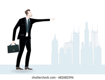 Businessman in the City representing professional success. Business concept collection. 