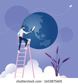 Businessman clean up the world-Business environment concept 