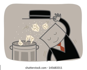businessman clear junk and reset his brain