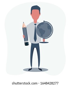 Businessman or clerk. Male character in trendy simple style, flat vector illustration. Business concept.