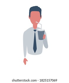 Businessman or clerk. Male character in trendy simple style with objects, flat vector illustration. Business concept. Isolated on white background.