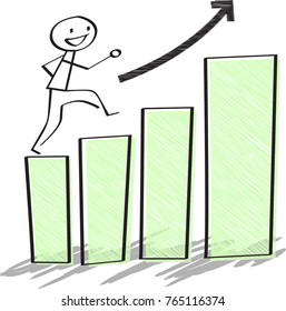 Businessman climb up bar charts.Growth Business concept.