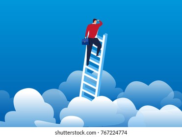 Businessman climbed the clouds