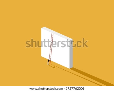 businessman climbed a ladder over the wall.