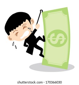 Businessman Climbing Banknote