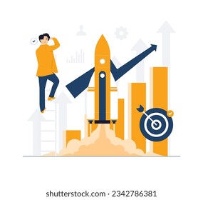 Businessman climbing to career ladder overcome his fear, Business goal, Climb up, ambitious, leadership, personal goal, startup growth concept illustration - Powered by Shutterstock - Get 15% off with code: PIKWIZARD15