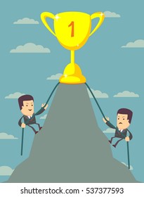 Businessman is climbing to get the prize , Successful man , Business concept - vector illustration