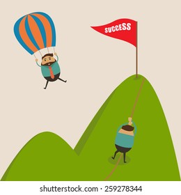 businessman climbing to goal 