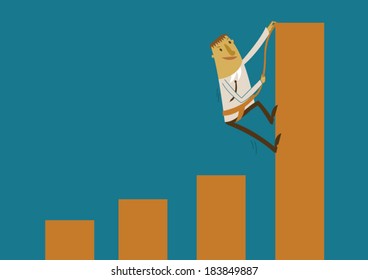 Businessman is climbing graph