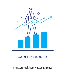 Businessman climbing graph, career success