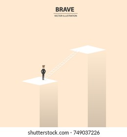 A businessman climbing to the graph column for the future growth. Business concept of opportunities, challenge, vision and future. Vector illustration.
