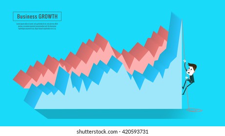 Businessman climbing high graph. flat design elements. vector illustration