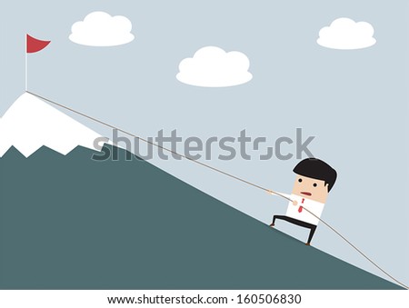 Businessman Climbing Hill, VECTOR, EPS10