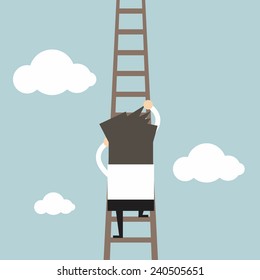 Businessman climbing the ladder