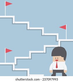 Businessman climbing on the stairway to target, VECTOR, EPS10