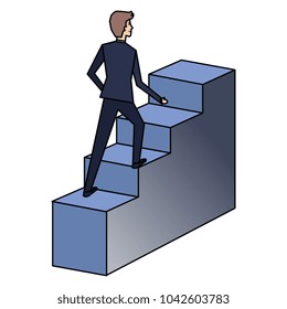 businessman climbing stairs avatar character