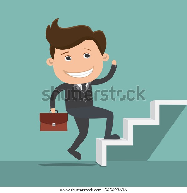成功の階段を登る実業家 ベクターイラスト のベクター画像素材 ロイヤリティフリー