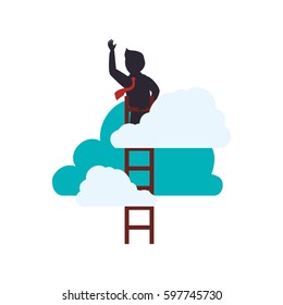 Businessman climbing to success icon vector illustration graphic design