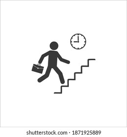 Businessman climbs the career ladder. achievements. performance schedule. Success, growth rates. Vector icon illustration