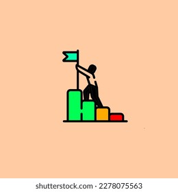 a businessman climbs up the career ladder made of human hands helping him.  Business connection and development concept.design creative vector illustration