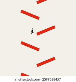 Businessman climbs corporate ladder vector concept. Symbol of ambition, success, growth. Minimal design eps10 illustration.