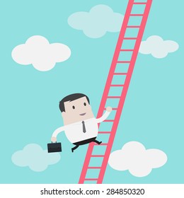 Businessman climbs up the Ladder - Vector 